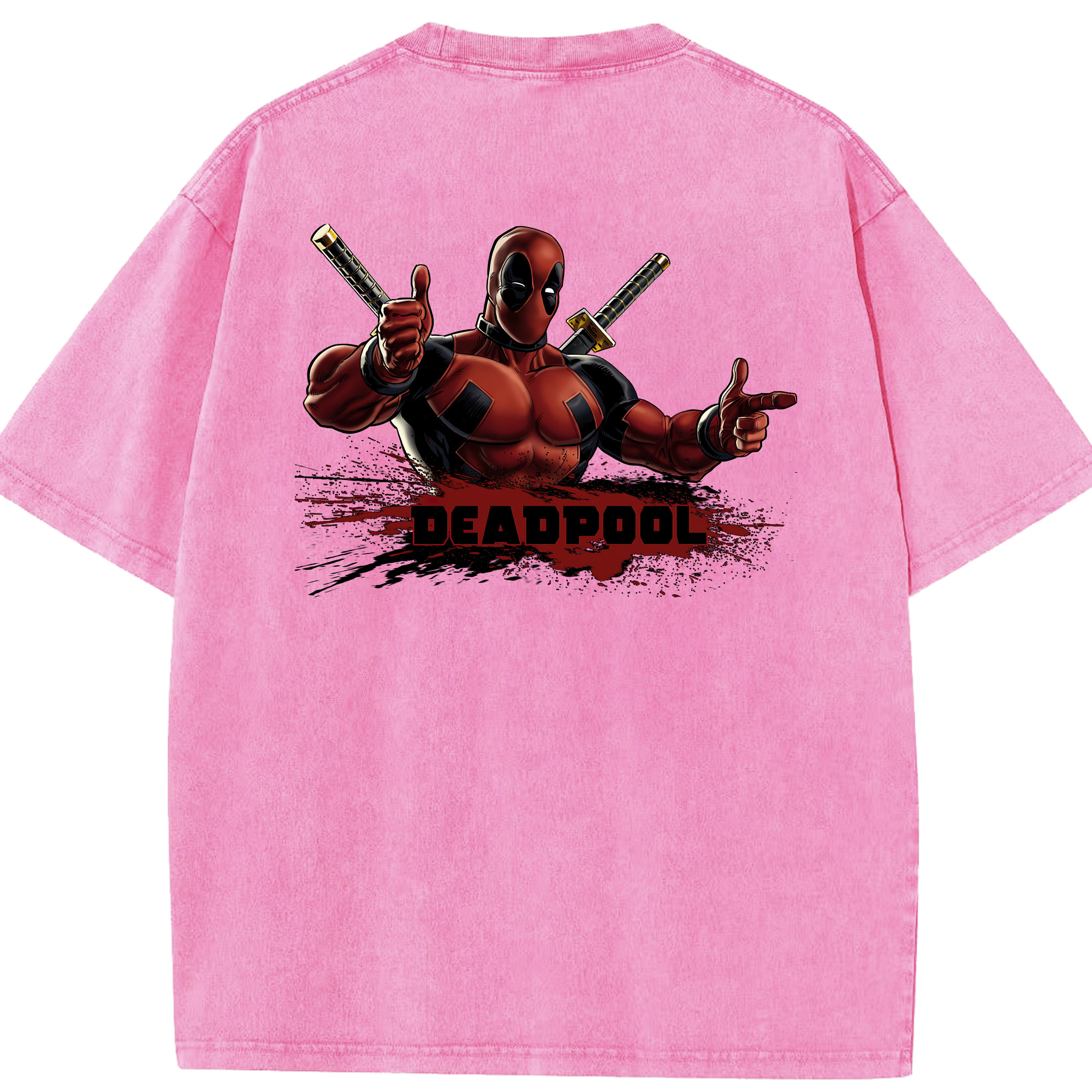 （画像用） Deadpool デッドプール 綿100% ヴィンテージ風 半袖Tシャツ（背面プリント）